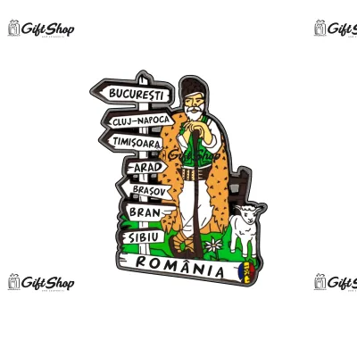 Romania, cioban cu oi, magnet decor, model mgs197